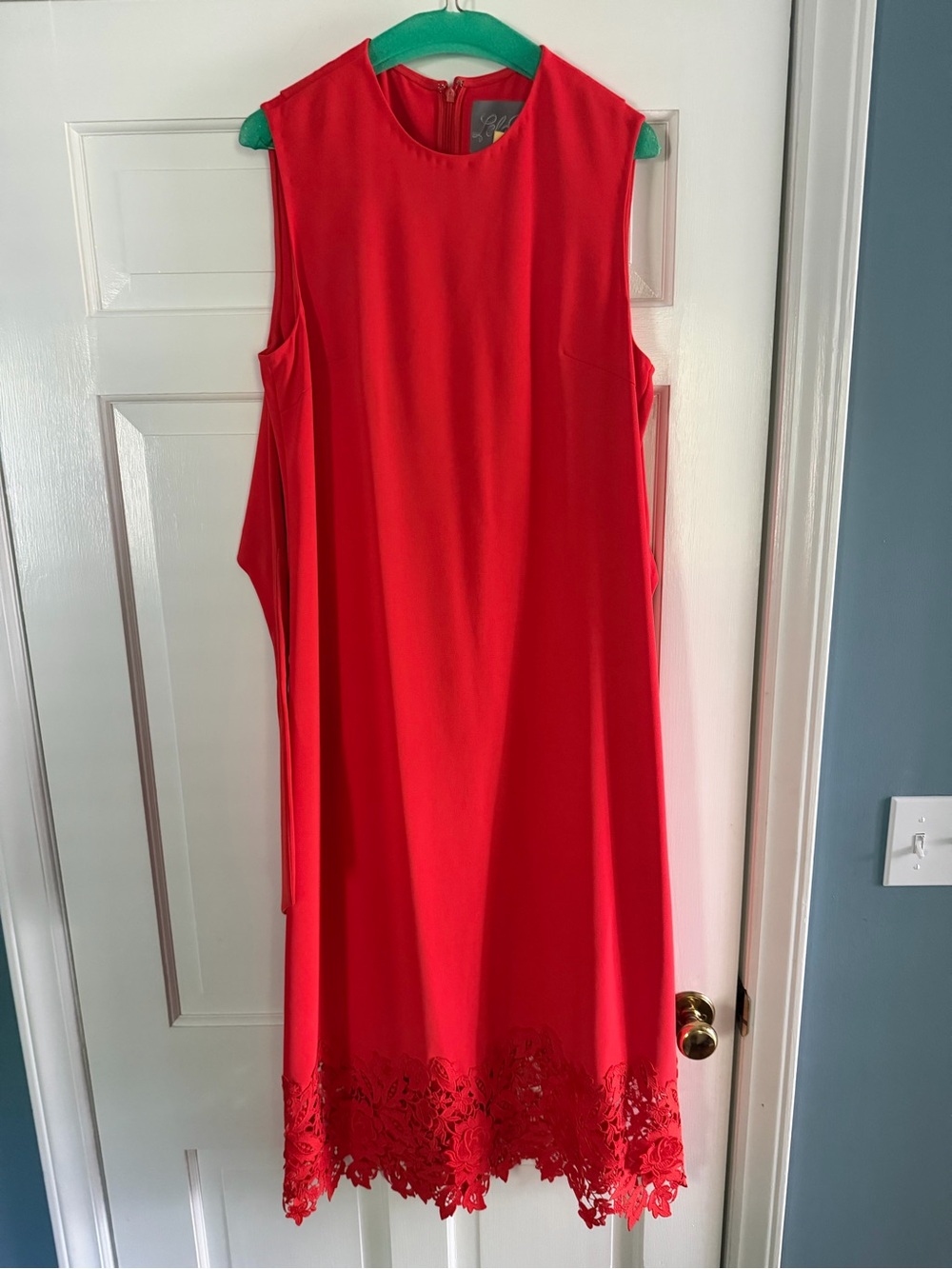 Lela Rose Vibrant Red Sleeveless Tie-Waist Maxi Dress - Picture 4 of 11